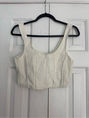 I.AM.GIA Heist White Denim Crop Top